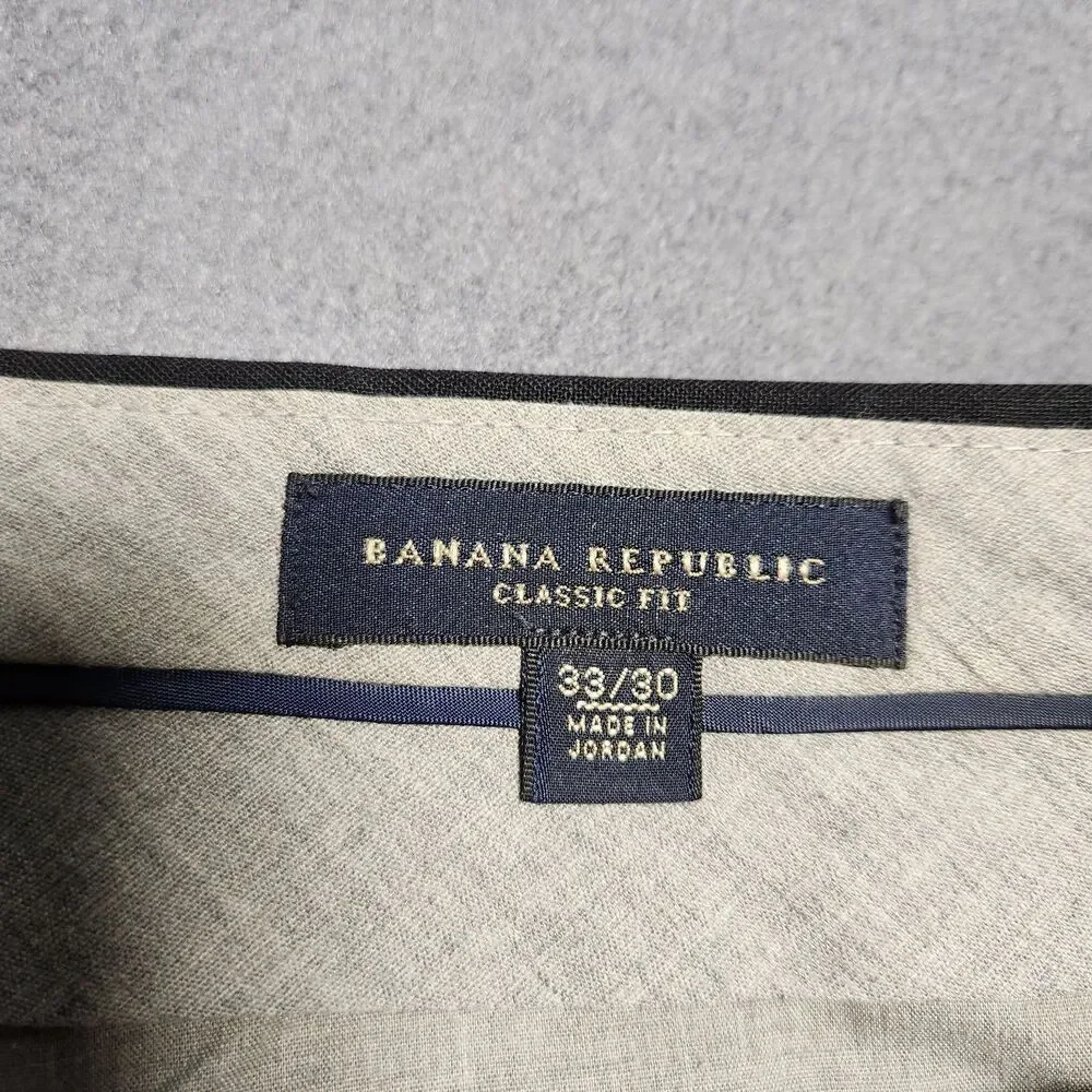 Banana Republic Dress Pants Men 33(34)X30 Black Classic Fit Wool Straight Leg